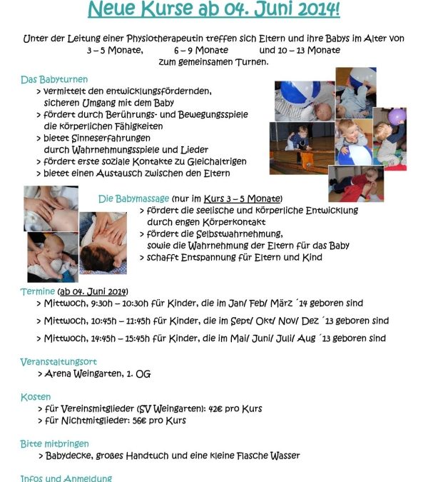 Babyturnen und Babymassage – Neue Kurse ab Juni