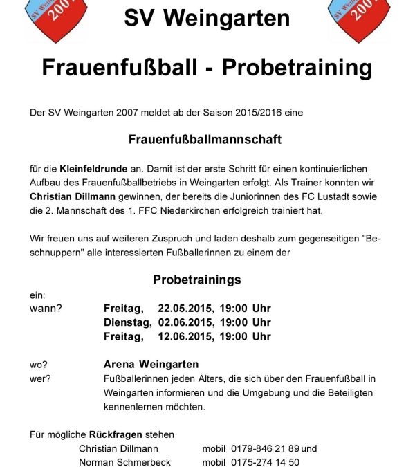 Frauenfußball – Mannschaft und Schnuppertraining